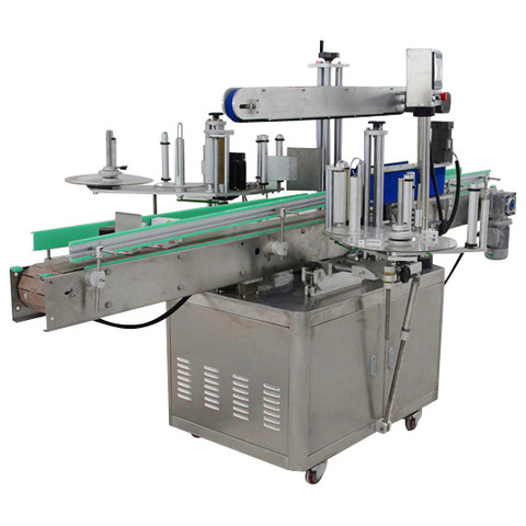 Fabriksförsörjning Halvautomatisk ytanikettapplikator Platt fyrkantig flaskmärkningsmaskin 