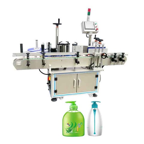 PLC-kontroll Högkvalitativ bordsplatta Automatisk plast Oval flaska klistermärke märkning maskin 